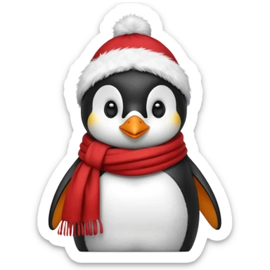 penguin with red scarf  sticker