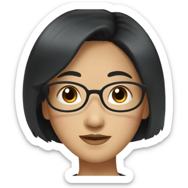 Korean woman in her 40s, black hair with fringes. sticker