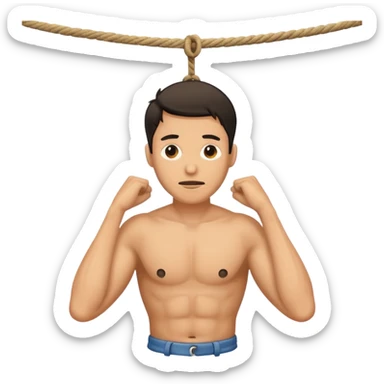 Man hanging in a rope  sticker