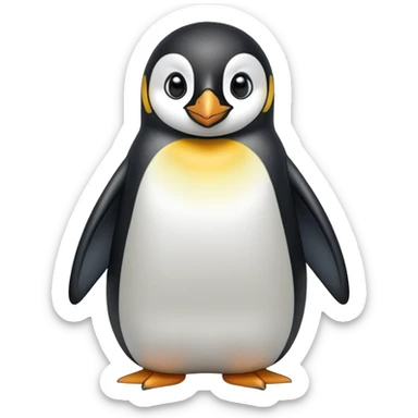 cinematic-emperor-penguin-portrait-emoji,-head-tilted-playfully-and-inquisitively,-with-glossy,-pristine-plumage,-sparkling-eyes-filled-with-curiosity,-simplified-yet-irresistibly-adorable-features, black, large black eyes face sticker