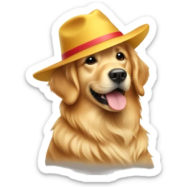 a golden retriever with a hat on sticker