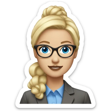 proffesional-woman-blonde-glasses-blue eyes-mesy bun sticker