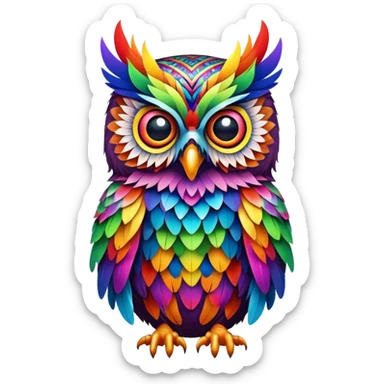 Flamboyant rainbow owl sticker
