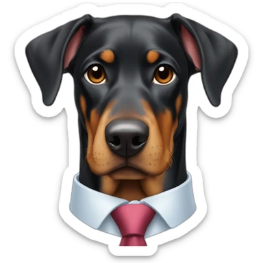 Cute doberdore face (floppy ears), in a suit and tie sticker