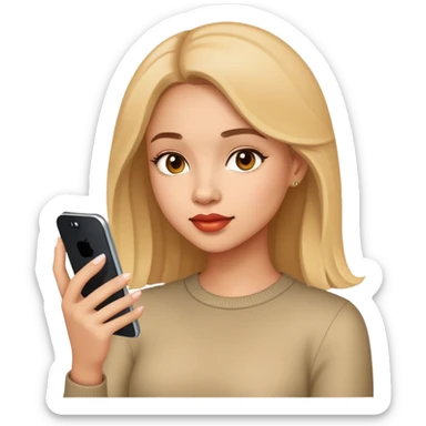 beautiful girl use’s phone sticker