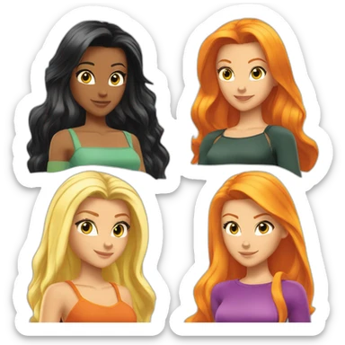 totally spies 3 girls with blond-hair black-hair orange-hair sticker