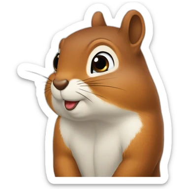 the squirrel folded her plump lips for a kiss sticker