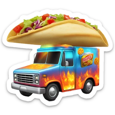 Freaky Hott’s Fiery hot holographic hot wheel food taco hot salsa truck sticker