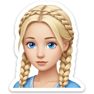 Hot young blonde with braided hair and blue eyes sticker