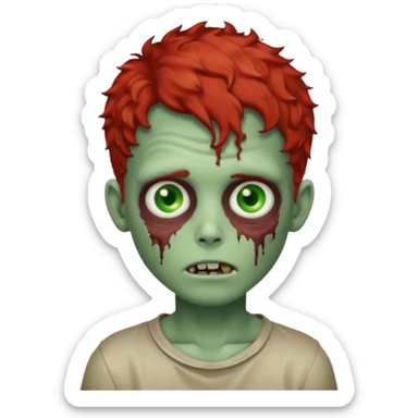 Create an emoji of zombie boy with red and short curly hair sticker