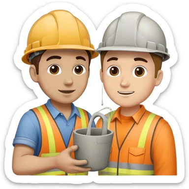 Construction guy pouring concrete on someone sticker