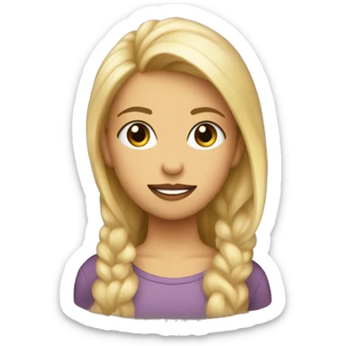 chica de pelo rizo rubio oscuro con ojos color miel y piel clara sticker