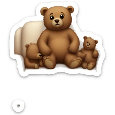 Cute bears cozy on a couch sticker
