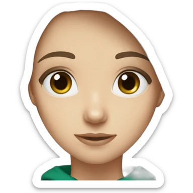 White Girl white darkbrown hair and blue eyes wearing darkgreen Hoodie sticker