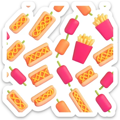 row of 3d food snacks sticker