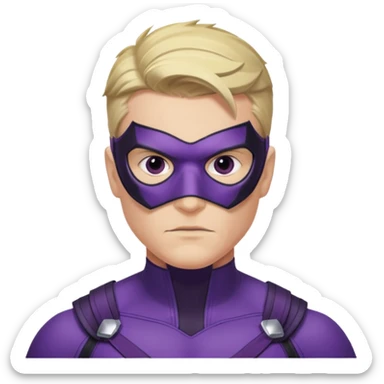 hawkeye marvel superhero with iconic purple mask headshot sticker