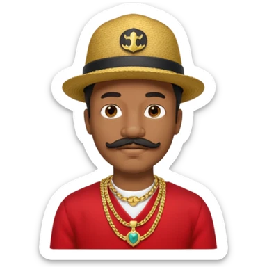 Black gypsie with mustache,hat, gold necklaces and red clothes  sticker