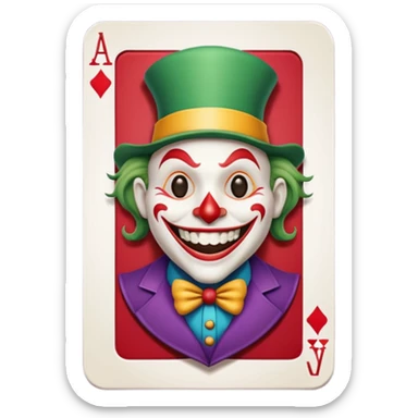 poker card with a crazy jolly joker sticker