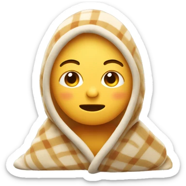 emoji face with cute relaxed chill facial expressions wrapped cosily in a blanket  sticker