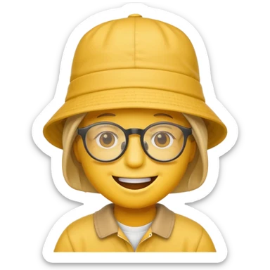 smiley emoji wearing a bucket hat and glasses sticker