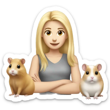 blonde girl and three hamster sticker