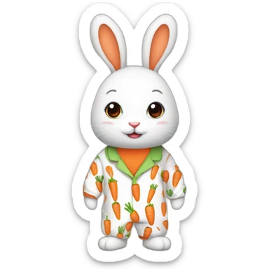 cute rabbit dressed with carrots printed on his pajamas sticker