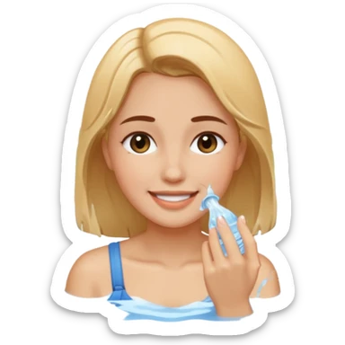 a female washing her face outside of shower  sticker