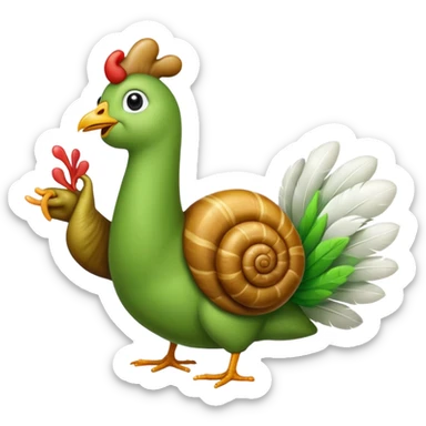 a snail green worm a chicken with jazz hands sticker