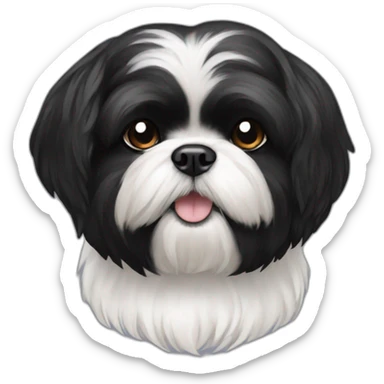 all black no white shih tzu sticker
