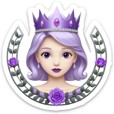 Purple shadow rose silver circle plaque with silver tiara sticker