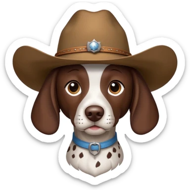 German shorthair pointer with a cowboy hat  sticker