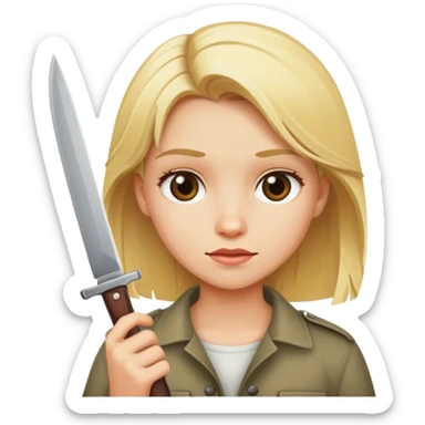 Blonde girl with a knife  sticker