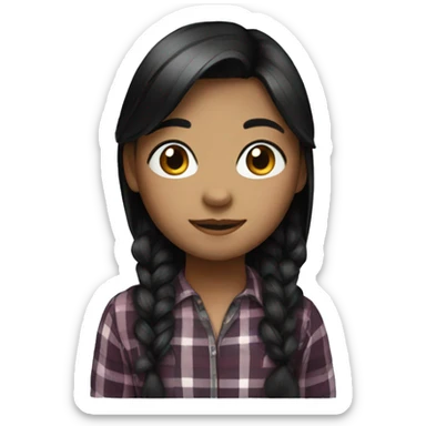 girl whit black hair in a plaid sticker