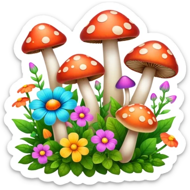 Flowers and mushrooms sticker
