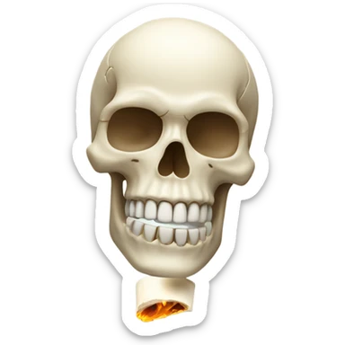 Skull pretending to blazea fake joint sticker