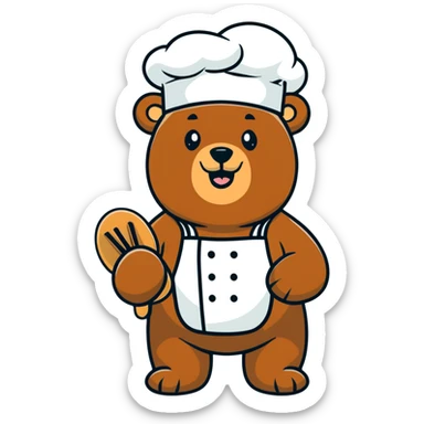  Scary Grizzly bear wearing a chef hat  sticker