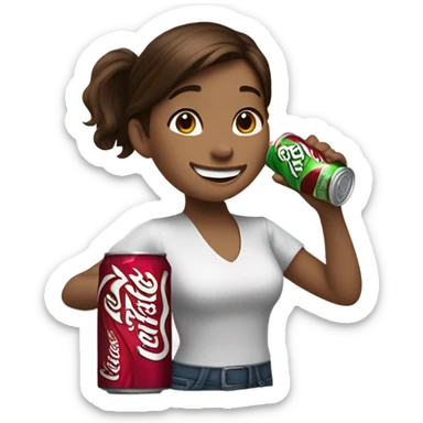 Chugging dr pepper girl white Brown hair  sticker