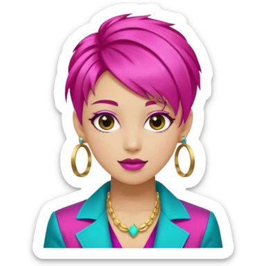 A stylish young idol in colorful stage outfit, trendy hairstyle with dyed highlights sticker