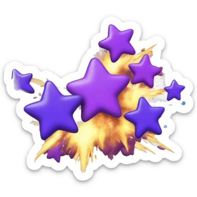 explosion of blue and purple stars with white numbers on it sticker