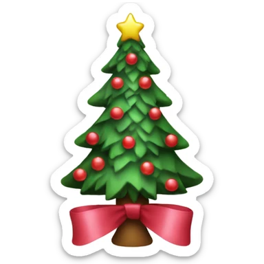Christmas tree with red and green lights only. Add pastel pink ribbon on top. Be more detailed sticker