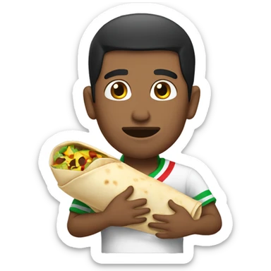 A Mexican holding a burrito ￼ sticker