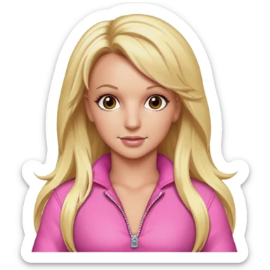 Britney Spears long blonde hair, pink outfit sticker