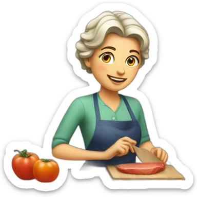 a lady making dinner sticker
