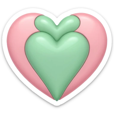 A half pastel green half pastel pink heart sticker