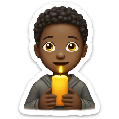 a African light skin child with candle in his hand sticker
