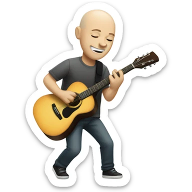 White bald guy playing the guitar sticker