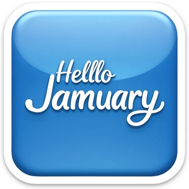 Blue “ hello January “ word sticker