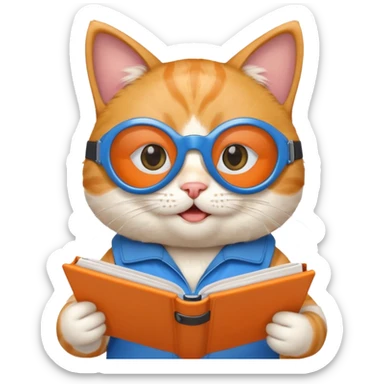 funny cat with planner with blue goggles sticker
