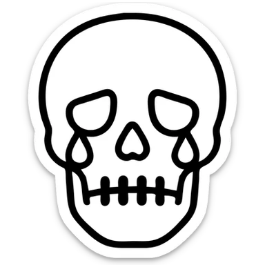 grey crying skull, minimal, iconic style, simple lines, no extra details sticker