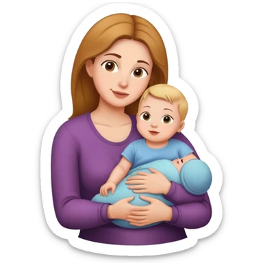 mother sitting with baby on her lap, loving mom sticker